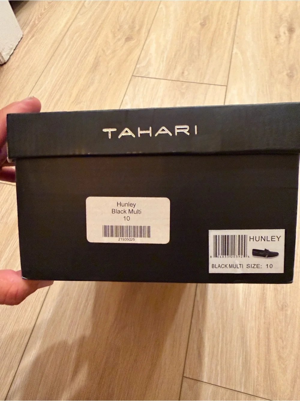 Tahari Black Braided Bit Slip-On Loafers with White Stitching